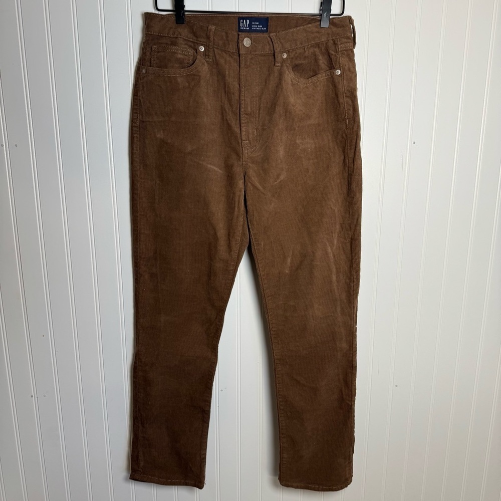 GAP High Rise Vintage Slim Straight Brown Corduroy Pants Women’s Size 10/30R - Picture 2 of 12